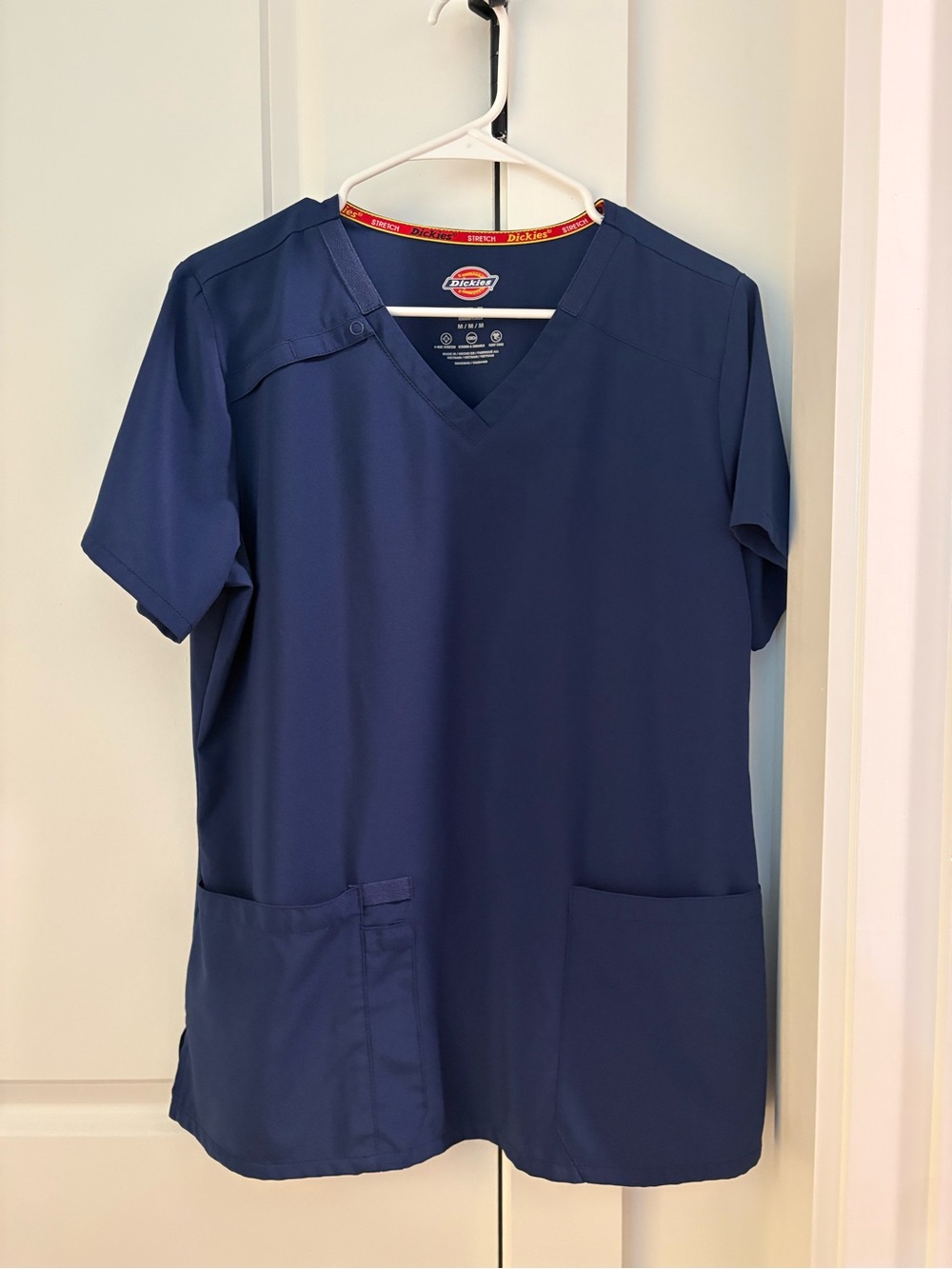 Dickies Women's Navy V-Neck Medical Top with Utility Pockets